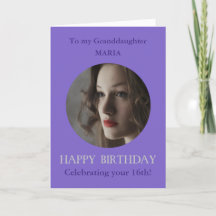 Farmor-dotter för fotofödelsedagskort, 16 eller Lä