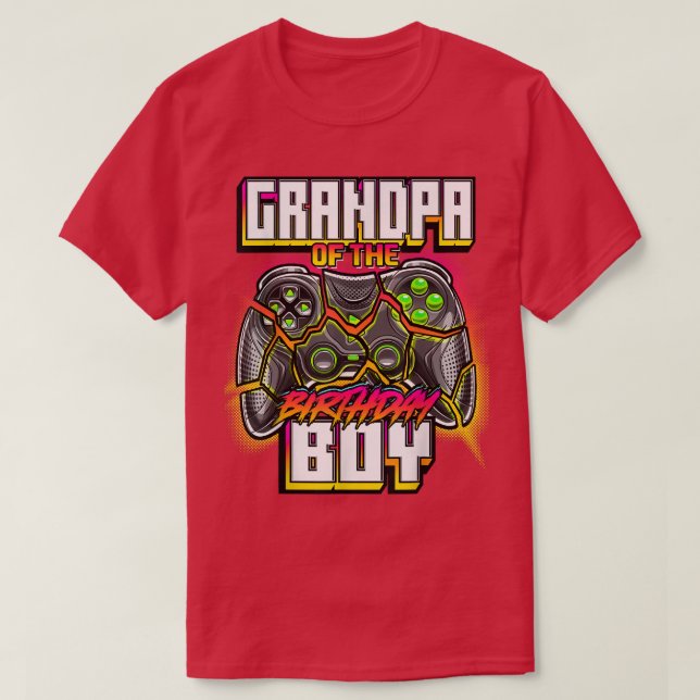 Farmor från Birthday Boy Matching Family Video  T Shirt (Design framsida)