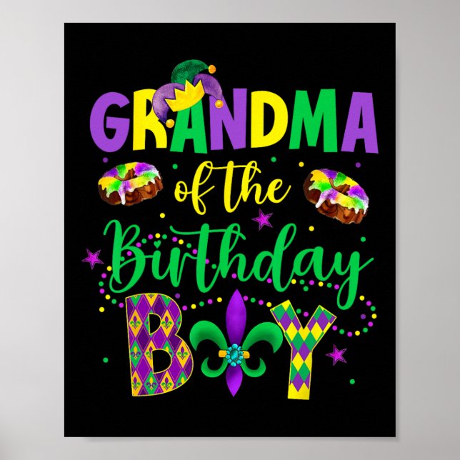 Farmor från Birthday Boy Shirt Mardi Gras Gigi Poster (Framsidan)