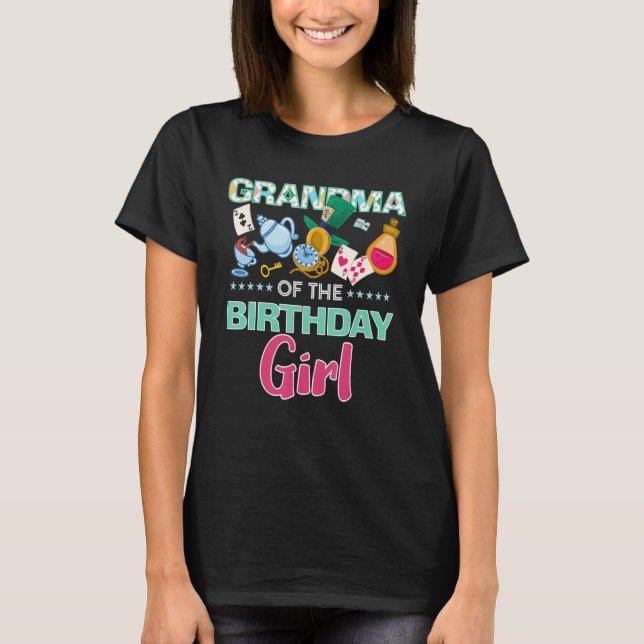 Farmor från Birthday Girl Onederland Rosa Teal T Shirt (Framsida)