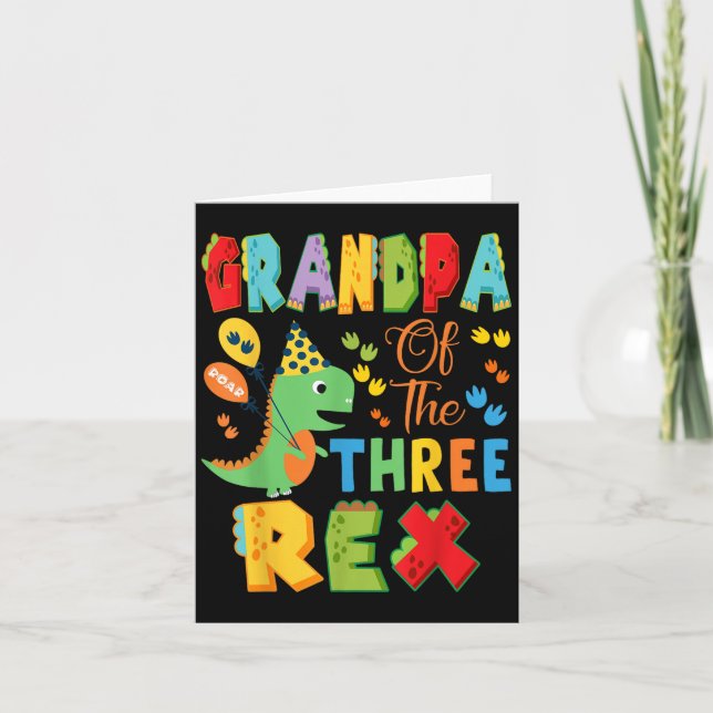 Farmor från de tre Rex 3:e födelsedagspojken Dinos Kort (Framsida)