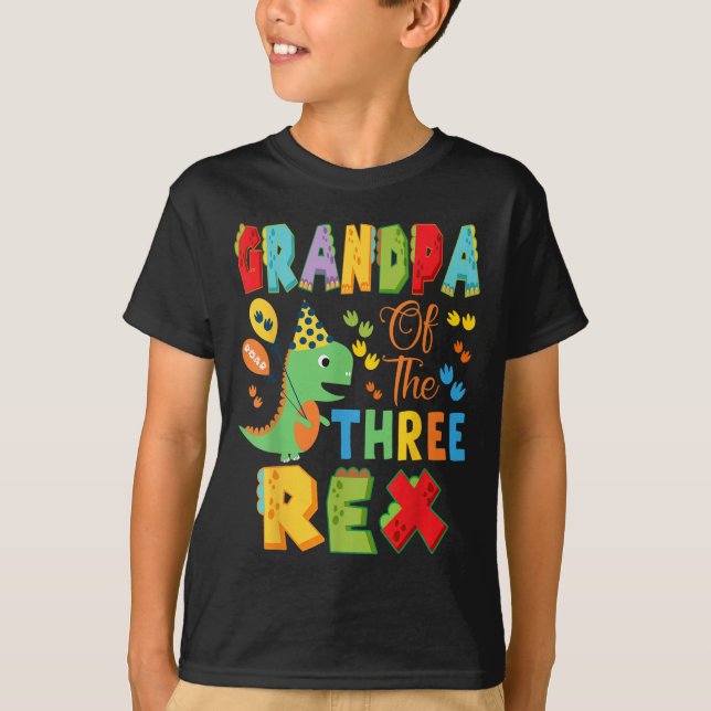 Farmor från de tre Rex 3:e födelsedagspojken Dinos T Shirt (Framsida)