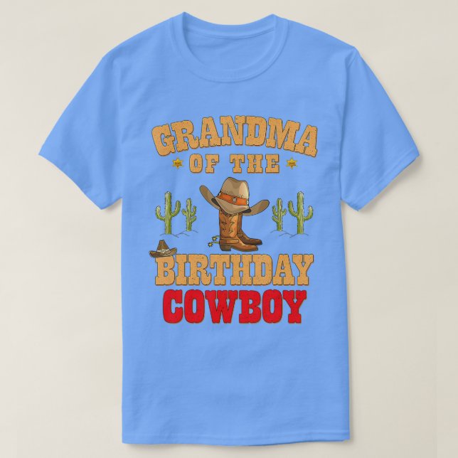 Farmor från födelsedagsdagen Cowboyen Théed Birthd T Shirt (Design framsida)