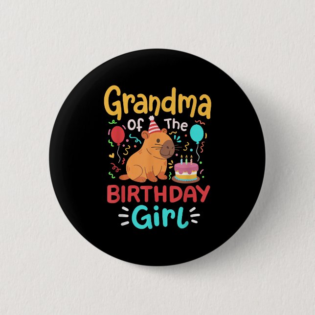 Farmor från födelsedagskaran Capybara Bday Familj Knapp (Framsida)