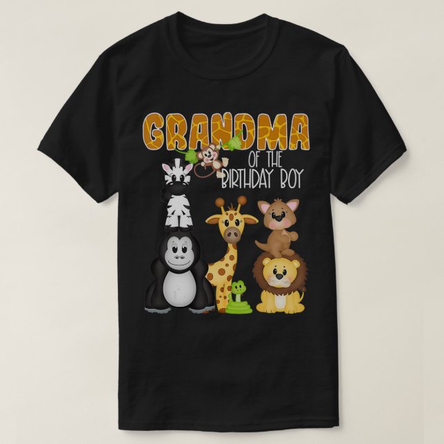 Farmor från födelsedagspojken Zoo Theme Birthday S T Shirt (Design framsida)