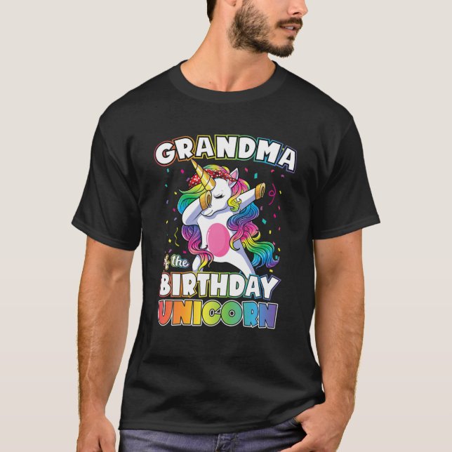 Farmor från födelsedagstidningen Unicorn Dabbing U T Shirt (Framsida)