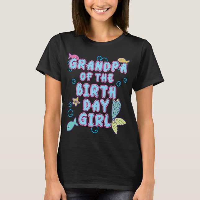 Farmor från Sjöjungfru Birthday Girl Matching Fami T Shirt (Framsida)