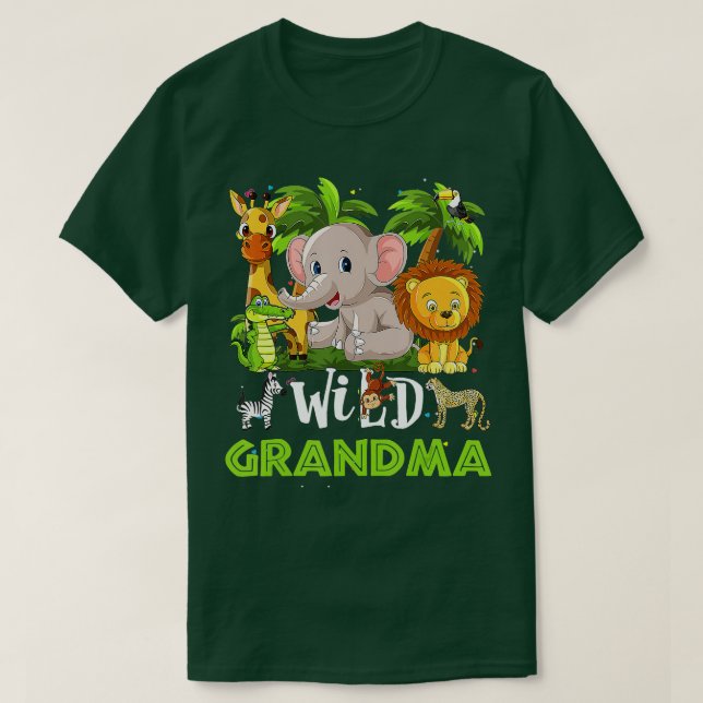 Farmor från Vilden Zoo Birthday Safari Jungle Ani T Shirt (Design framsida)