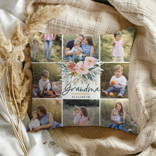 Farmor, gåva 8, foto rosa, gigantisk blommigt kudde