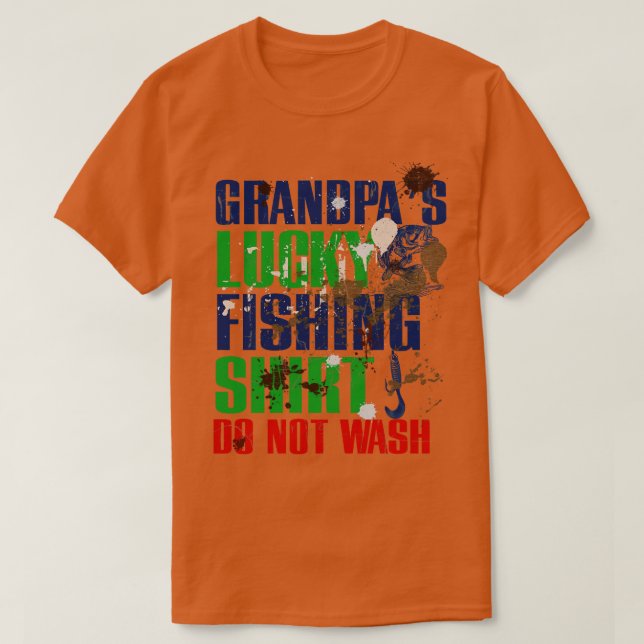 Farmor Lucky Fishing TVÄTTAR INTE fiske T Shirt (Design framsida)