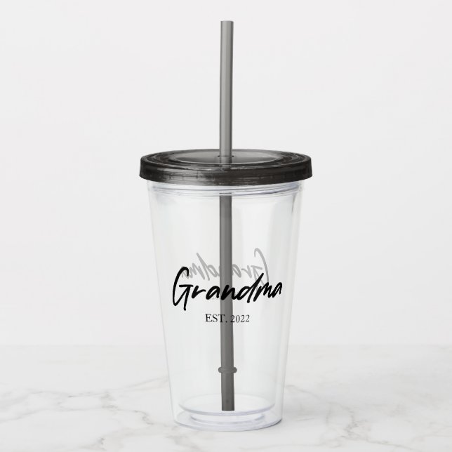 Farmor mormor Anpassningsbar Est Year Minimal Sima Take Away Mugg (Framsida)