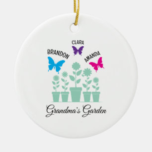 Farmor, mormor, enkla färgstarka fjädrar julgransprydnad keramik