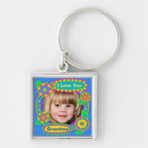 Farmor mors daganpassningsbar Keychain Fyrkantig Silverfärgad Nyckelring