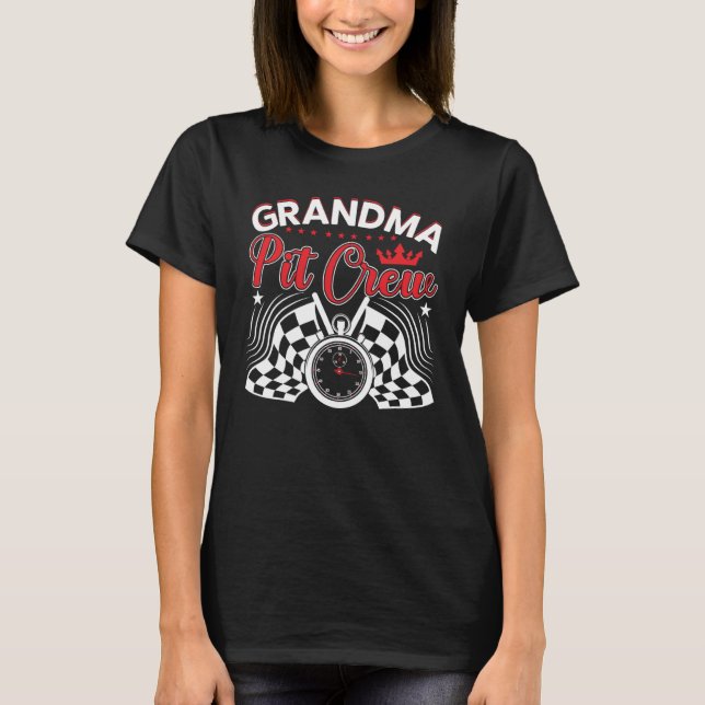Farmor Pit Crew Car Tävla Square 6 T Shirt (Framsida)