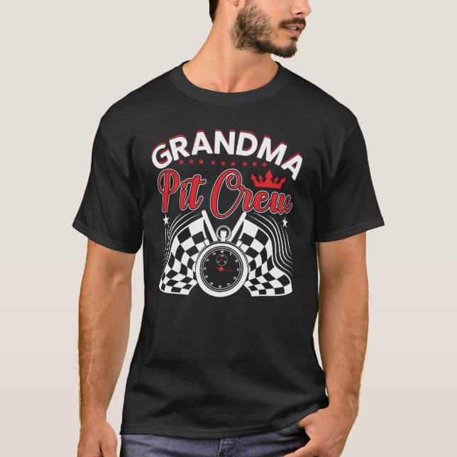 Farmor Pit Crew Car Tävla Square 6 T Shirt (Framsida)