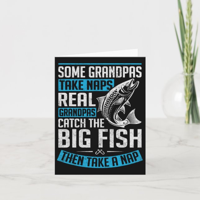 Farmor som fiskar med stor fisk och fiskar farfar kort (Framsida)