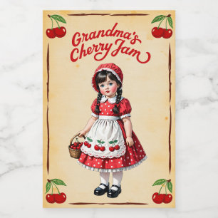 Farmors Cherry Sylt Vintage Food Label Mat Etikett
