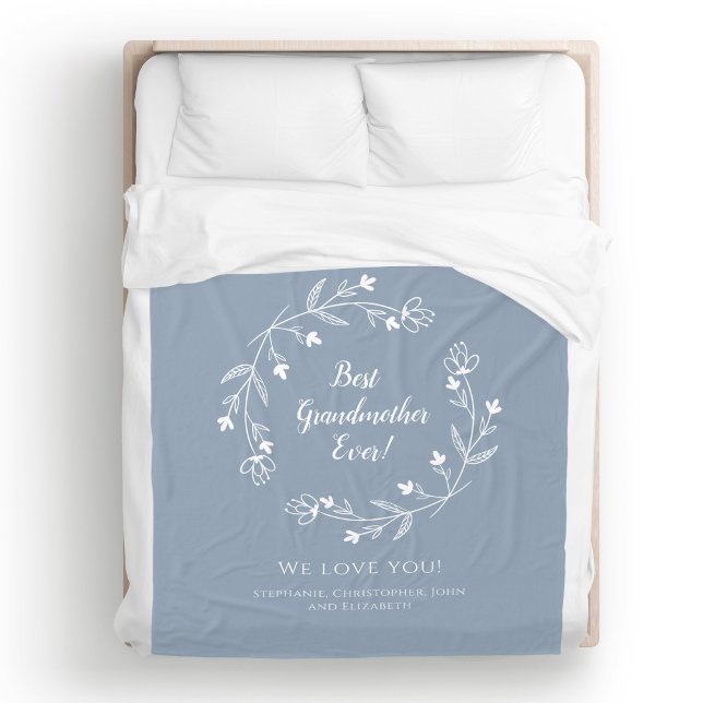 Farmors familjeärvda till barnbarnen dammiga blåa fleecefilt (Grandmother Family Keepsake Grandkids Dusty Blue Fleece Blanket Unique Special Gift For Her)