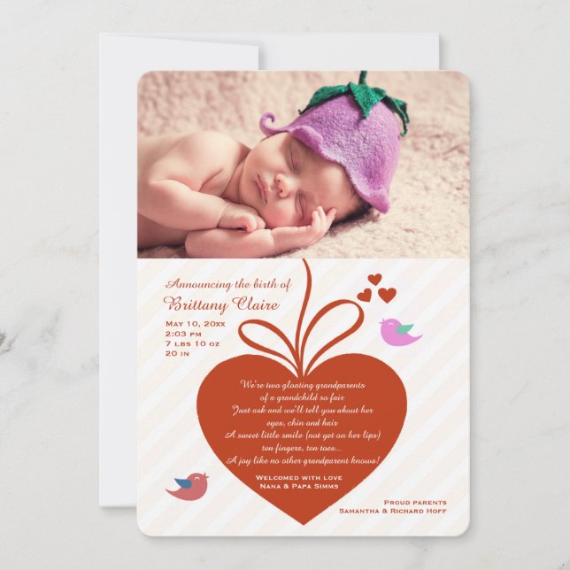 Farmor's Kärlek Photo Birth annons Meddelande (Framsida)