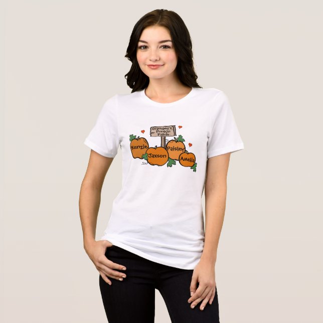 Farmor's Punkin's Patch med fyra pumpkins T Shirt (Framsida Full)
