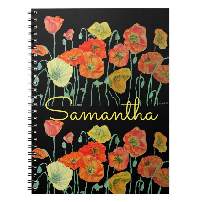 Farmors Recipes red Poppy Watercolor Notebook Anteckningsbok (Framsidan)