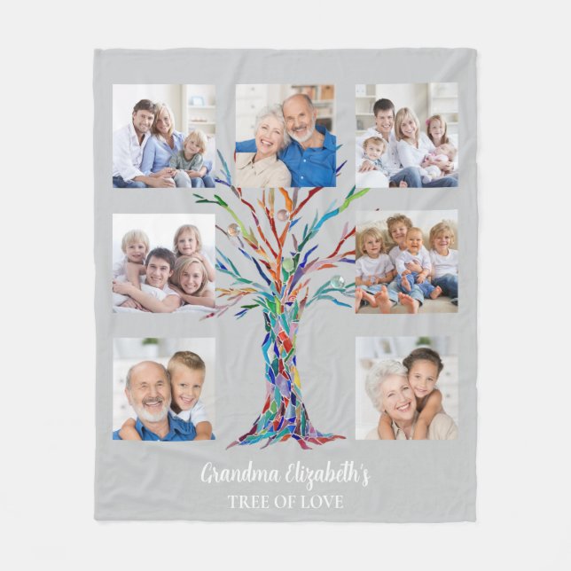 Farmor's Seven Photo Collage Grått Fleecefilt (Framsidan)