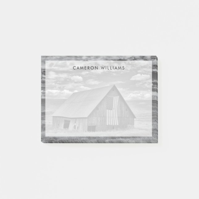 Farms | BW American Flag Barn Scene Post-it Block (Framsida)
