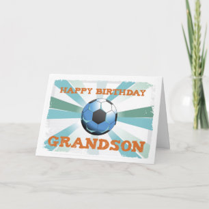 Farmson Soccer Birthday med Boll, Orange på Teal Kort