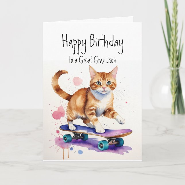 Farmsonens Roligt Cute Cat på Skateboard Kort (Framsida)
