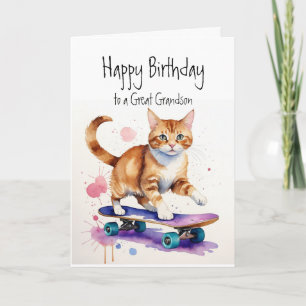 Farmsonens Roligt Cute Cat på Skateboard Kort