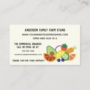 Farmstand CSA Farmers Market Modern look Visitkort