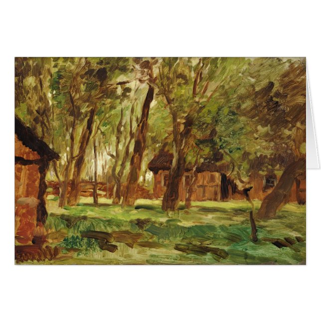 Farmstead under träd hälsningskort (Framsidan Horizontal)