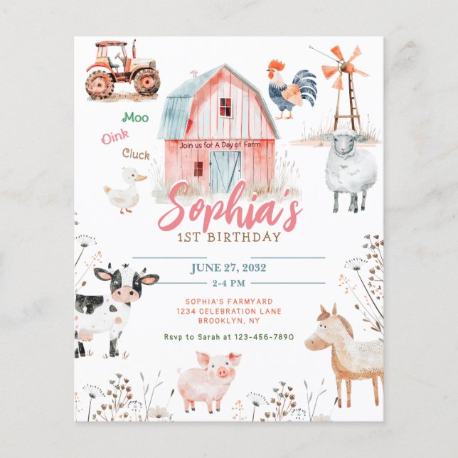 Farmtastisk Barnyard Animals Barns födelsedag (Framsida)