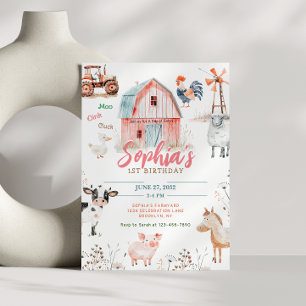 Farmtastisk Barnyard Animals Barns födelsedag Inbjudningar