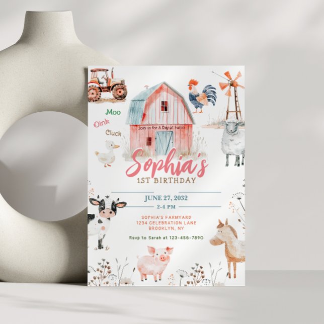Farmtastisk Barnyard Animals Barns födelsedag Inbjudningar (Skapare uppladdad)