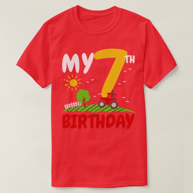 Farmtema för 7:e födelsedagstraktor t shirt (Design framsida)