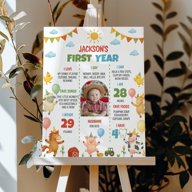 Farmyard Animal First Year Photo Milestone Poster (Skapare uppladdad)