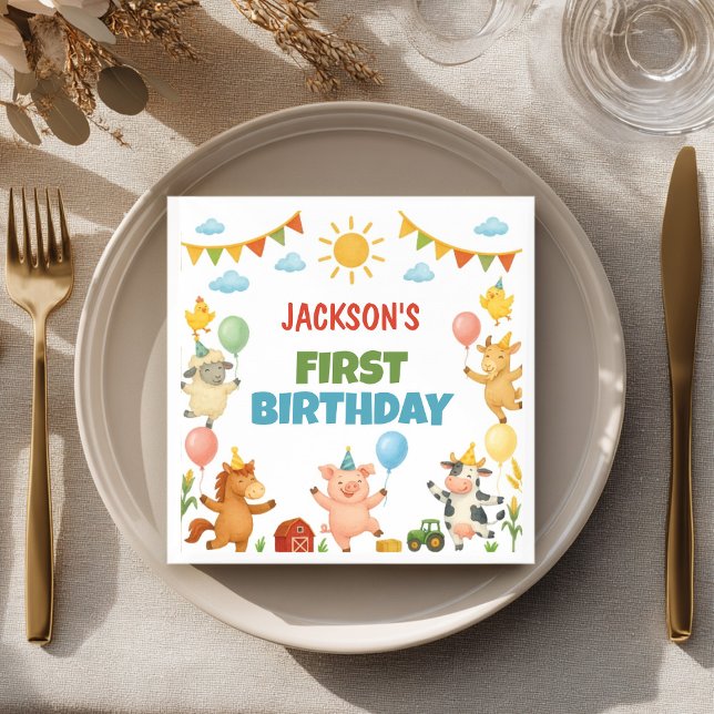 Farmyard Animals Birthday Party Napkins Pappersservett (Skapare uppladdad)