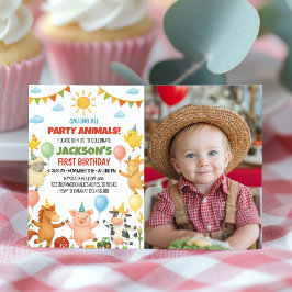 Farmyard Animals Birthday Party Photo Invitation Tack Kort