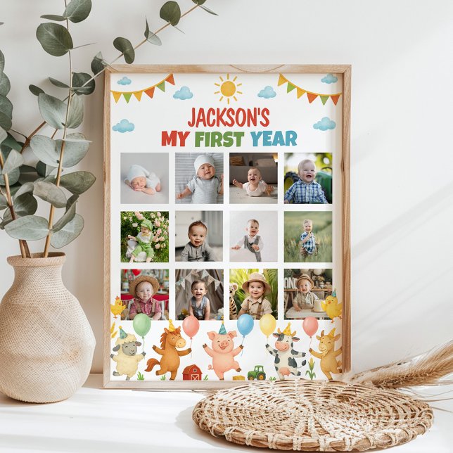 Farmyard Animals First Year Photo Milestone Poster (Skapare uppladdad)