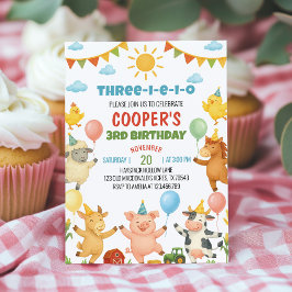 Farmyard Animals Kids Birthday Party Invitation Inbjudningar