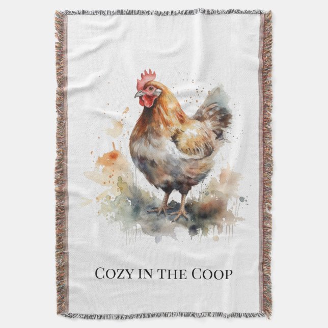 Farmyard Charm: Watercolor Chicken Art Filt (Framsidan Vertikal)