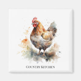 Farmyard Charm: Watercolor Chicken Art Magnet