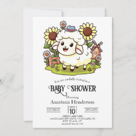 Farmyard Dreamy Sheep Baby Shower Inbjudningar