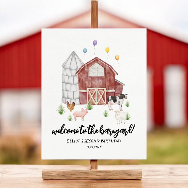 Farmyard Farm Animal Barnyard Birthday Välkommen Poster (Skapare uppladdad)