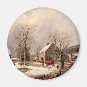 Farmyard i vinter magnet