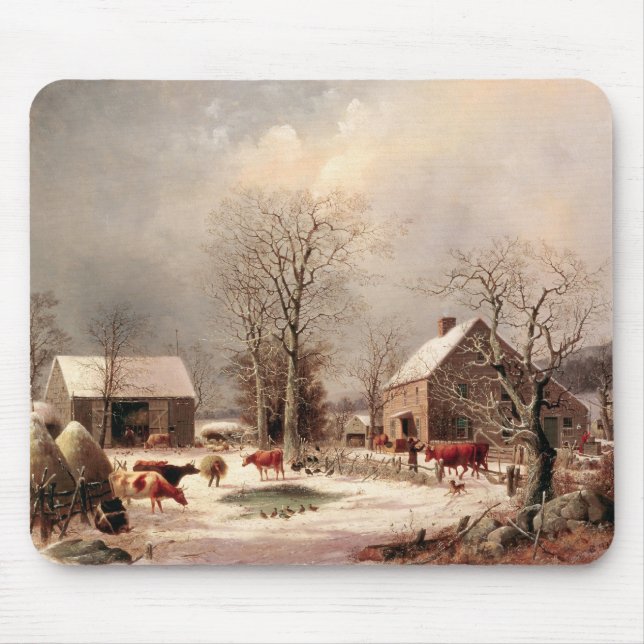Farmyard i vinter musmatta (Framsidan)
