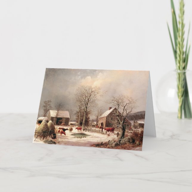 Farmyard i Winter Kort (Framsida)