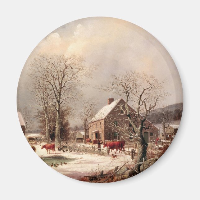 Farmyard i Winter Magnet (Framsidan)