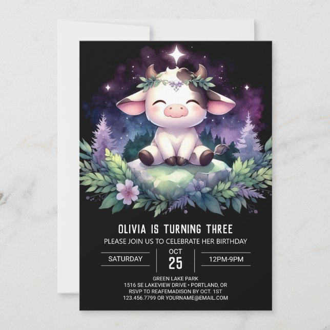 Farmyard Kids Cow Birthday Inbjudningar (Framsida)